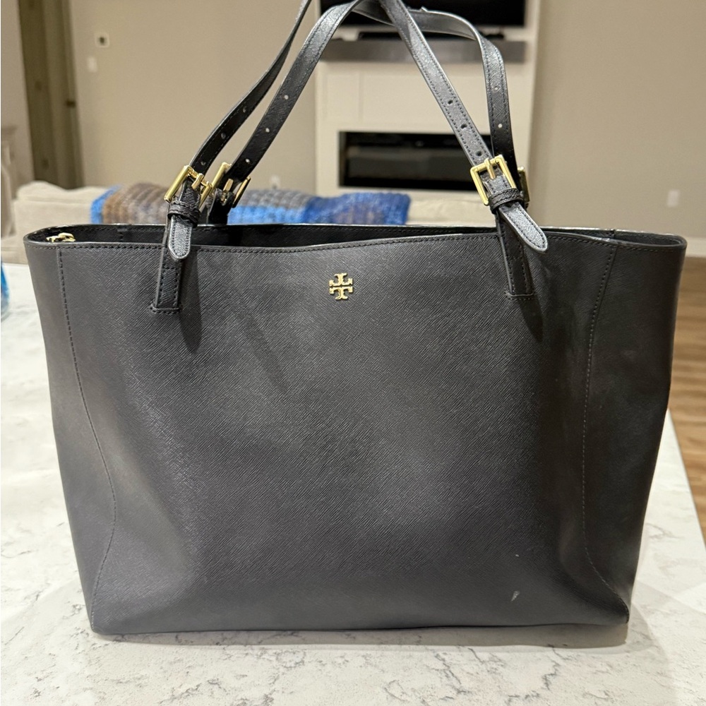 Tory Burch Black Leather Tote Bag